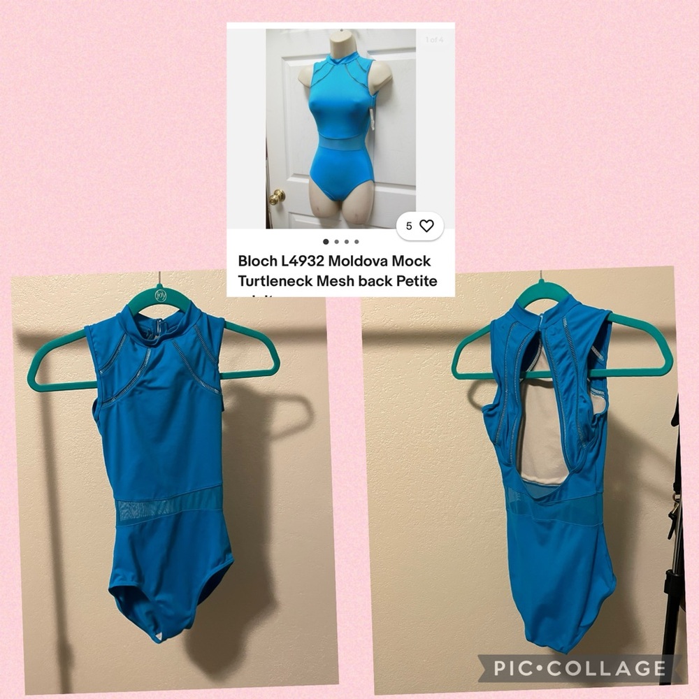 Blue Mock Turtleneck Leotard